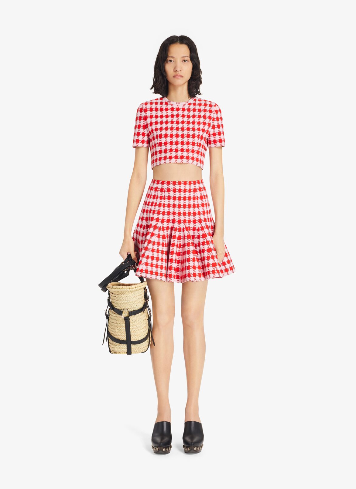 Check crop-Top ALAÏA RED/PINK CHECK CROP-TOP